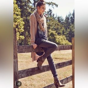 Free people western cowboy leather boots cowgirl pointy buckle we the free heel